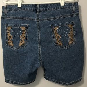 JeanBay Embellished Jean Shorts, Size 16, Colour Dark Denim.